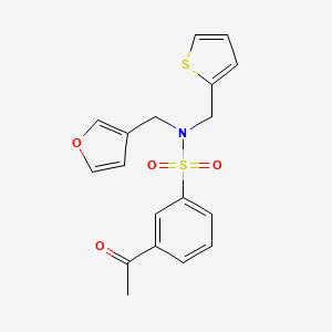 3-acetyl-N-(furan-3-ylmethyl)-N-(thiophen-2-ylmethyl)benzenesulfonamide