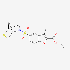 ethyl 3-methyl-5-{2-thia-5-azabicyclo[2.2.1]heptane-5-sulfonyl}-1-benzofuran-2-carboxylate