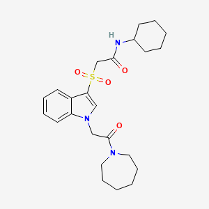 molecular formula C24H33N3O4S B2816003 2-((1-(2-(azepan-1-yl)-2-oxoethyl)-1H-indol-3-yl)sulfonyl)-N-cyclohexylacetamide CAS No. 878059-99-5