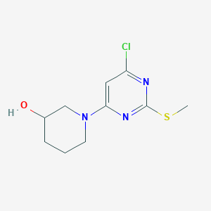molecular formula C10H14ClN3OS B2816016 1-(6-Chloro-2-methylsulfanyl-pyrimidin-4-yl)-piperidin-3-ol CAS No. 1261229-47-3