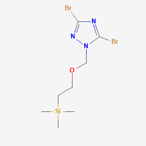 molecular formula C8H15Br2N3OSi B2816027 2-[(3,5-Dibromo-1,2,4-triazol-1-yl)methoxy]ethyl-trimethylsilane CAS No. 1569084-15-6