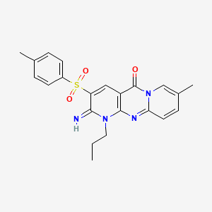 molecular formula C22H22N4O3S B2816043 2-imino-8-methyl-1-propyl-3-tosyl-1H-dipyrido[1,2-a:2',3'-d]pyrimidin-5(2H)-one CAS No. 606959-07-3