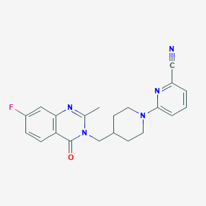 molecular formula C21H20FN5O B2816057 6-[4-[(7-Fluoro-2-methyl-4-oxoquinazolin-3-yl)methyl]piperidin-1-yl]pyridine-2-carbonitrile CAS No. 2415511-29-2
