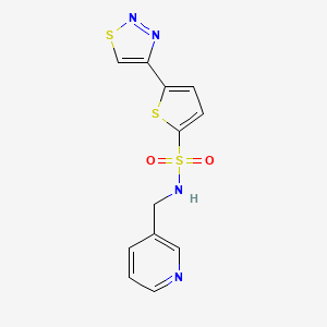 molecular formula C12H10N4O2S3 B2816071 N-(3-pyridinylmethyl)-5-(1,2,3-thiadiazol-4-yl)-2-thiophenesulfonamide CAS No. 320421-87-2