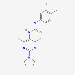 molecular formula C18H22ClN5O B2816079 1-(3-Chloro-4-methylphenyl)-3-(4,6-dimethyl-2-(pyrrolidin-1-yl)pyrimidin-5-yl)urea CAS No. 1448036-01-8
