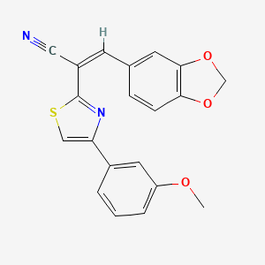 molecular formula C20H14N2O3S B2816080 (Z)-3-(benzo[d][1,3]dioxol-5-yl)-2-(4-(3-methoxyphenyl)thiazol-2-yl)acrylonitrile CAS No. 351353-08-7