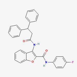 molecular formula C30H23FN2O3 B2816081 3-(3,3-二苯基丙酰基)-N-(4-氟苯基)苯并呋喃-2-甲酰胺 CAS No. 887886-96-6