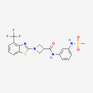 molecular formula C19H17F3N4O3S2 B2816086 N-(3-(甲磺酰氨基)苯基)-1-(4-(三氟甲基)苯并噻唑-2-基)氮杂环丁烷-3-甲酰胺 CAS No. 1396846-23-3