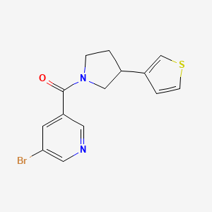 molecular formula C14H13BrN2OS B2816094 (5-Bromopyridin-3-yl)(3-(thiophen-3-yl)pyrrolidin-1-yl)methanone CAS No. 2191215-39-9