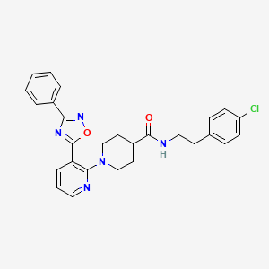 molecular formula C27H26ClN5O2 B2816095 N-[2-(4-chlorophenyl)ethyl]-1-[3-(3-phenyl-1,2,4-oxadiazol-5-yl)pyridin-2-yl]piperidine-4-carboxamide CAS No. 1251597-81-5