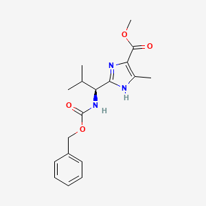 molecular formula C18H23N3O4 B2816097 methyl 2-((1S)-1-(((benzyloxy)carbonyl)amino)-2-methylpropyl)-5-methyl-1H-imidazole-4-carboxylate CAS No. 790663-92-2