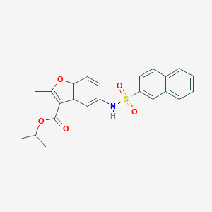 molecular formula C23H21NO5S B281611 Isopropyl 2-methyl-5-[(2-naphthylsulfonyl)amino]-1-benzofuran-3-carboxylate 