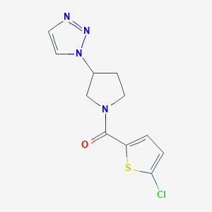 molecular formula C11H11ClN4OS B2816111 (3-(1H-1,2,3-triazol-1-yl)pyrrolidin-1-yl)(5-chlorothiophen-2-yl)methanone CAS No. 1798488-64-8