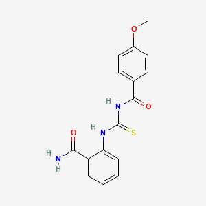 molecular formula C16H15N3O3S B2816112 2-[(4-甲氧基苯甲酰)羰基硫基氨基]苯甲酰胺 CAS No. 140617-14-7
