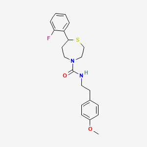 molecular formula C21H25FN2O2S B2816114 7-(2-fluorophenyl)-N-(4-methoxyphenethyl)-1,4-thiazepane-4-carboxamide CAS No. 1705100-88-4