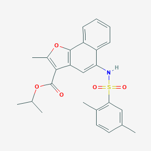 molecular formula C25H25NO5S B281612 Isopropyl 5-{[(2,5-dimethylphenyl)sulfonyl]amino}-2-methylnaphtho[1,2-b]furan-3-carboxylate 