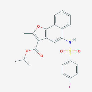 molecular formula C23H20FNO5S B281613 Isopropyl 5-{[(4-fluorophenyl)sulfonyl]amino}-2-methylnaphtho[1,2-b]furan-3-carboxylate 