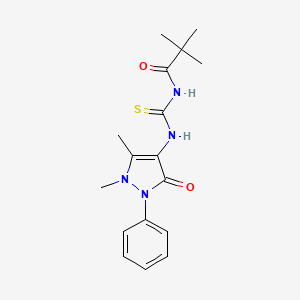 molecular formula C17H22N4O2S B2816134 N-[(1,5-二甲基-3-氧代-2-苯基吡唑-4-基)碳代硫酰]-2,2-二甲基丙酰胺 CAS No. 446310-56-1