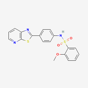 molecular formula C19H15N3O3S2 B2816136 2-methoxy-N-(4-(thiazolo[5,4-b]pyridin-2-yl)phenyl)benzenesulfonamide CAS No. 2309592-89-8