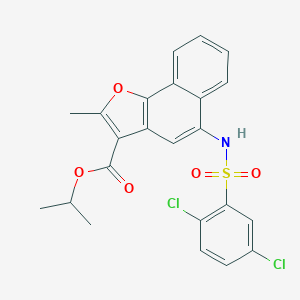 molecular formula C23H19Cl2NO5S B281614 Isopropyl 5-{[(2,5-dichlorophenyl)sulfonyl]amino}-2-methylnaphtho[1,2-b]furan-3-carboxylate 