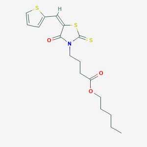 molecular formula C17H21NO3S3 B2816143 (E)-戊基-4-(4-氧代-5-(噻吩-2-基甲亚)噻唑烷-3-基)丁酸酯 CAS No. 315244-50-9