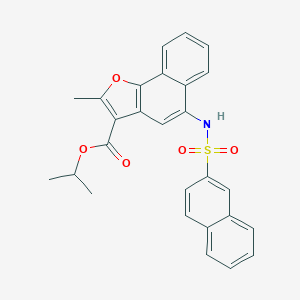 molecular formula C27H23NO5S B281615 Isopropyl 2-methyl-5-[(2-naphthylsulfonyl)amino]naphtho[1,2-b]furan-3-carboxylate 