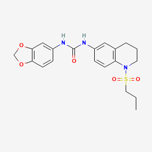 molecular formula C20H23N3O5S B2816167 1-(苯并[d][1,3]二噁英-5-基)-3-(1-(丙基磺酰)-1,2,3,4-四氢喹啉-6-基)脲 CAS No. 1203184-34-2