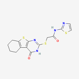 2-[(4-oxo-5,6,7,8-tetrahydro-3H-[1]benzothiolo[2,3-d]pyrimidin-2-yl)sulfanyl]-N-(1,3-thiazol-2-yl)acetamide