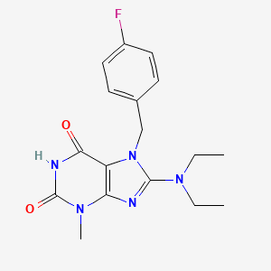 molecular formula C17H20FN5O2 B2816190 8-(diethylamino)-7-(4-fluorobenzyl)-3-methyl-1H-purine-2,6(3H,7H)-dione CAS No. 333755-61-6