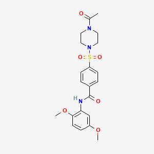 molecular formula C21H25N3O6S B2816193 4-((4-acetylpiperazin-1-yl)sulfonyl)-N-(2,5-dimethoxyphenyl)benzamide CAS No. 898657-29-9