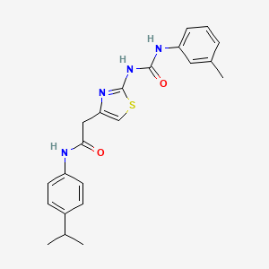 molecular formula C22H24N4O2S B2816198 N-(4-isopropylphenyl)-2-(2-(3-(m-tolyl)ureido)thiazol-4-yl)acetamide CAS No. 921484-72-2