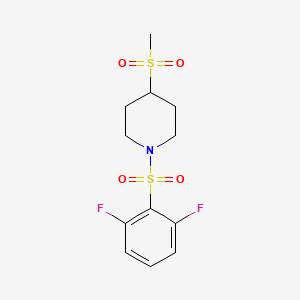 molecular formula C12H15F2NO4S2 B2816203 1-((2,6-Difluorophenyl)sulfonyl)-4-(methylsulfonyl)piperidine CAS No. 1448071-82-6
