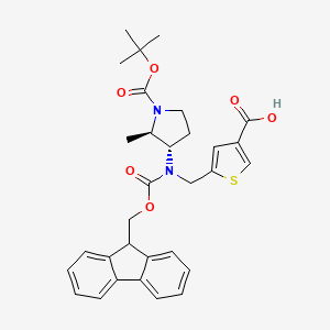 5-[[9H-Fluoren-9-ylmethoxycarbonyl-[(2R,3S)-2-methyl-1-[(2-methylpropan-2-yl)oxycarbonyl]pyrrolidin-3-yl]amino]methyl]thiophene-3-carboxylic acid