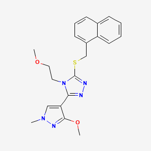 molecular formula C21H23N5O2S B2816207 3-(3-甲氧基-1-甲基-1H-吡唑-4-基)-4-(2-甲氧基乙基)-5-((萘-1-基甲基)硫代)-4H-1,2,4-三唑 CAS No. 1014095-31-8