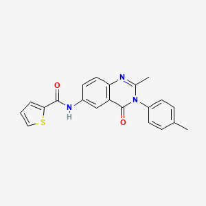 molecular formula C21H17N3O2S B2816209 N-(2-甲基-4-氧代-3-(对甲苯基)-3,4-二氢嘧啶-6-基)噻吩-2-甲酸酰胺 CAS No. 1105236-24-5
