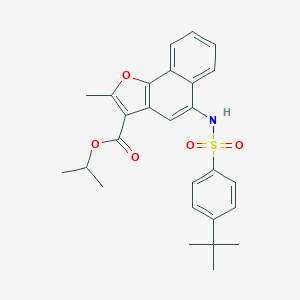 molecular formula C27H29NO5S B281621 Isopropyl 5-{[(4-tert-butylphenyl)sulfonyl]amino}-2-methylnaphtho[1,2-b]furan-3-carboxylate 