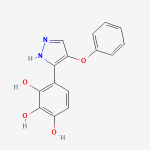 molecular formula C15H12N2O4 B2816213 4-(4-phenoxy-1H-pyrazol-3-yl)benzene-1,2,3-triol CAS No. 476608-78-3
