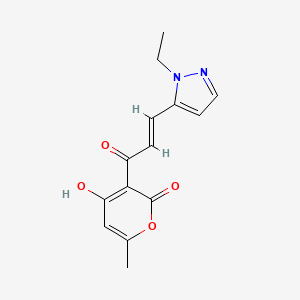 3-[(2E)-3-(1-ethylpyrazol-5-yl)prop-2-enoyl]-4-hydroxy-6-methylpyran-2-one