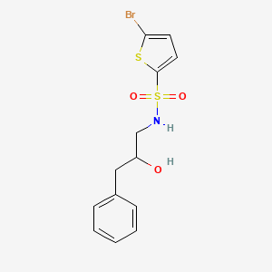 molecular formula C13H14BrNO3S2 B2816236 5-bromo-N-(2-hydroxy-3-phenylpropyl)thiophene-2-sulfonamide CAS No. 1351647-57-8