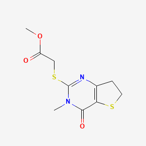 molecular formula C10H12N2O3S2 B2816238 Methyl 2-[(3-methyl-4-oxo-6,7-dihydrothieno[3,2-d]pyrimidin-2-yl)sulfanyl]acetate CAS No. 893362-89-5