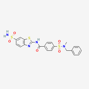 molecular formula C22H20N4O5S3 B2816239 4-[苄基(甲基)磺酰基]-N-(6-磺酰基-1,3-苯并噻唑-2-基)苯甲酰胺 CAS No. 683259-45-2