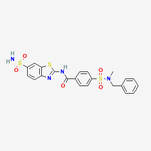 4-[benzyl(methyl)sulfamoyl]-N-(6-sulfamoyl-1,3-benzothiazol-2-yl)benzamide