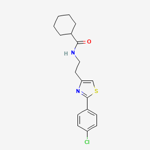 molecular formula C18H21ClN2OS B2816240 N-[2-[2-(4-chlorophenyl)-1,3-thiazol-4-yl]ethyl]cyclohexanecarboxamide CAS No. 932986-50-0