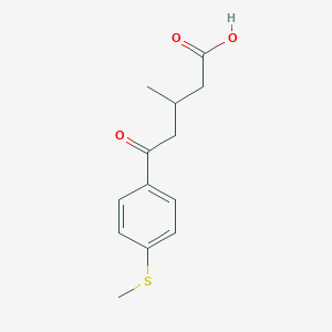 molecular formula C13H16O3S B2816245 3-Methyl-5-oxo-5-(4-thiomethylphenyl)valeric acid CAS No. 845781-45-5