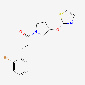 molecular formula C16H17BrN2O2S B2816249 3-(2-Bromophenyl)-1-(3-(thiazol-2-yloxy)pyrrolidin-1-yl)propan-1-one CAS No. 2200624-07-1