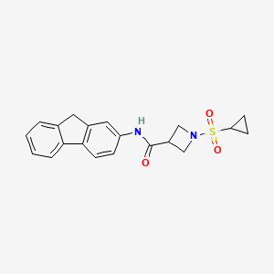 molecular formula C20H20N2O3S B2816252 1-(环丙基磺酰基)-N-(9H-芴-2-基)氮杂环丙烷-3-甲酰胺 CAS No. 1428362-55-3
