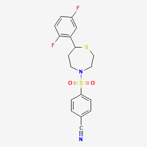 molecular formula C18H16F2N2O2S2 B2816259 4-((7-(2,5-Difluorophenyl)-1,4-thiazepan-4-yl)sulfonyl)benzonitrile CAS No. 1705870-62-7