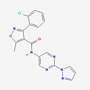 molecular formula C18H13ClN6O2 B2816266 N-(2-(1H-吡唑-1-基)嘧啶-5-基)-3-(2-氯苯基)-5-甲基异噁唑-4-羧酰胺 CAS No. 1421456-17-8