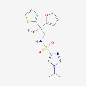 molecular formula C16H19N3O4S2 B2816269 N-(2-(呋喃-2-基)-2-羟基-2-(噻吩-2-基)乙基)-1-异丙基-1H-咪唑-4-磺酰胺 CAS No. 2034485-90-8