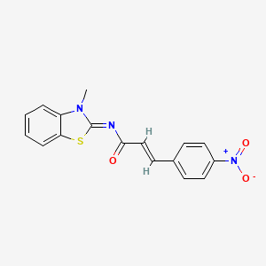 molecular formula C17H13N3O3S B2816274 (2E,NE)-N-(3-methylbenzo[d]thiazol-2(3H)-ylidene)-3-(4-nitrophenyl)acrylamide CAS No. 392325-91-6